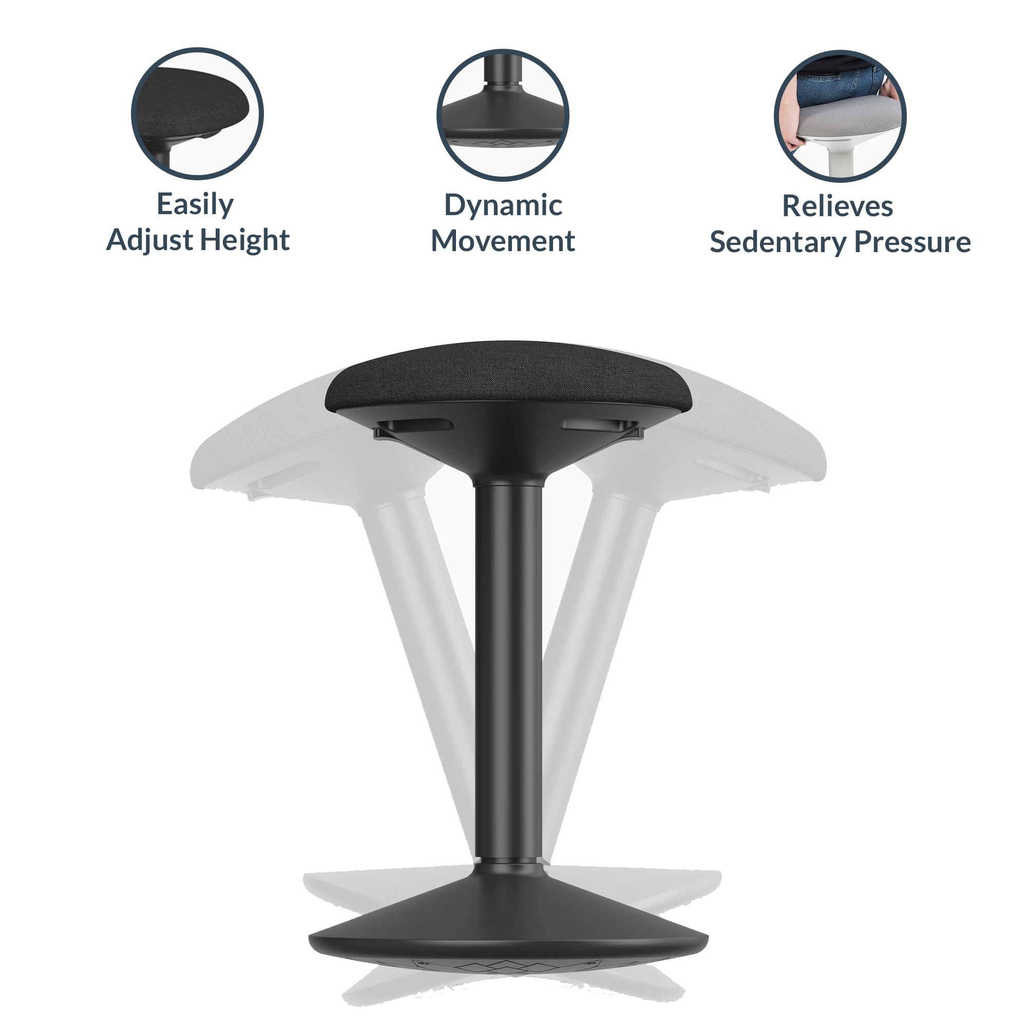 Desky Sit Stand Motion Stool – Ergonomic Adjustable Wobble Chair