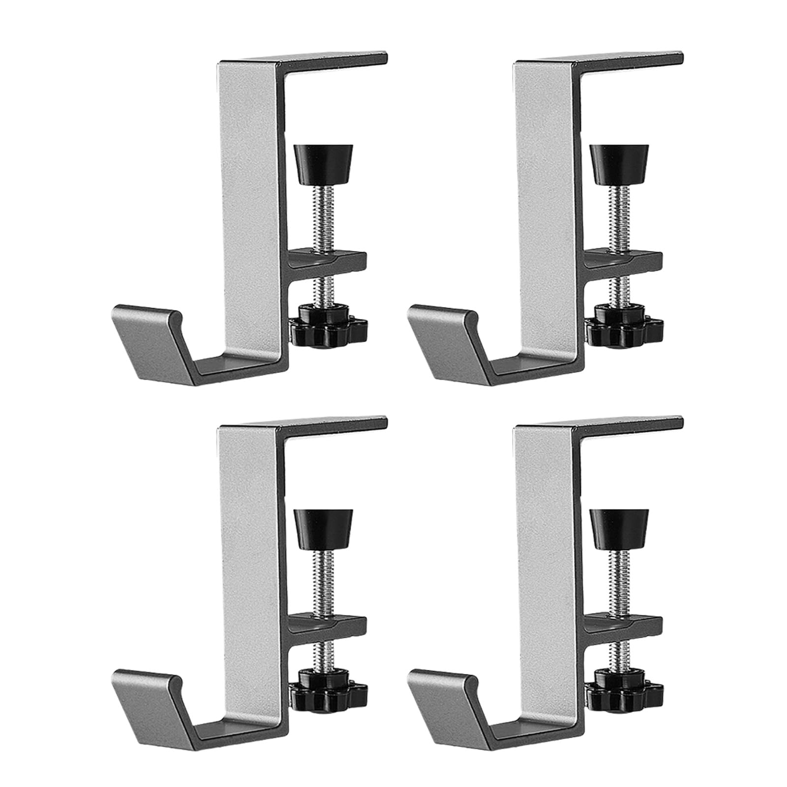 Tsophreniq Of 4 Multipurpose Detachable Table Hook Portable Hanger for Hanging Keys Headphones Bags Without Glues or Tape Sturdy Aluminum Hook