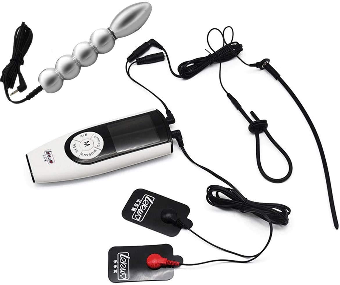 Kit di Stimolazione Elettrica in Acciaio Inox Dilatatore Uretrale, Anello del Pene, Plug Anale/Dildo Anale E 2 Pastiglie, Sessuali Stimolazione Tortura Giocattoli SM Sesso