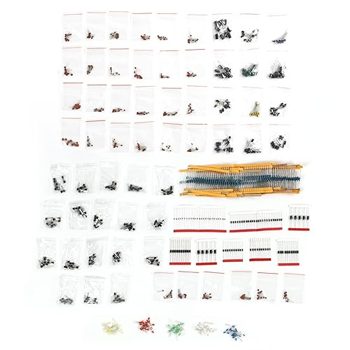 Kit de componentes electrónicos DIY Surtido de Resistencia de Película de Metal Condensador Cerámico Condensador Electrolítico Transistor Diodo LED