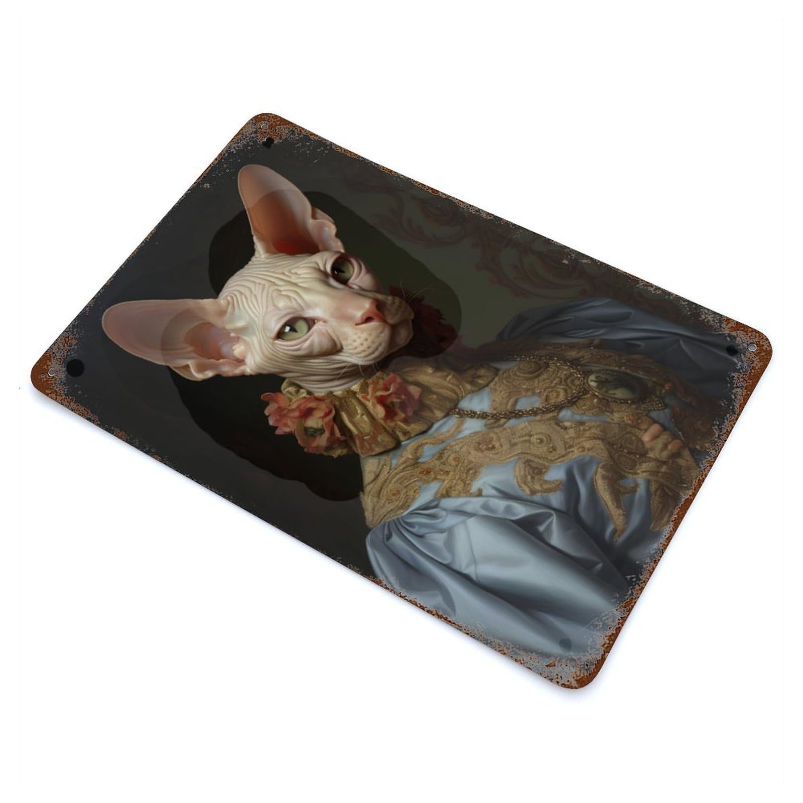 Sphynx Cat Queen Rustic Tin Plaque 11.8"x7.9", for Shed, Workshop And Garage Wall Decor, Shabby Chic Decor