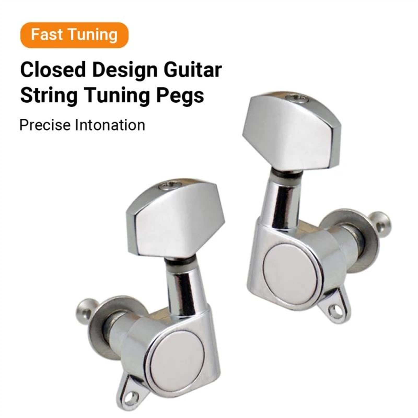 kołki do strojenia strun zestaw 6 Sztuk Uszczelnionych Kołków Do Strun Gitarowych, Blokowanych Kluczy Do Kluczy Do Gitary Akustycznej, Gałki Do Kluczy Maszynowych 3L 3R(Silver)