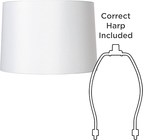 Miniatura 6 de Pantalla de lámpara de tela blanca mediana de tapa dura de 15 pulgadas superior x 16 pulgadas inferior x 11 pulgadas de alto (araña) de repuesto con