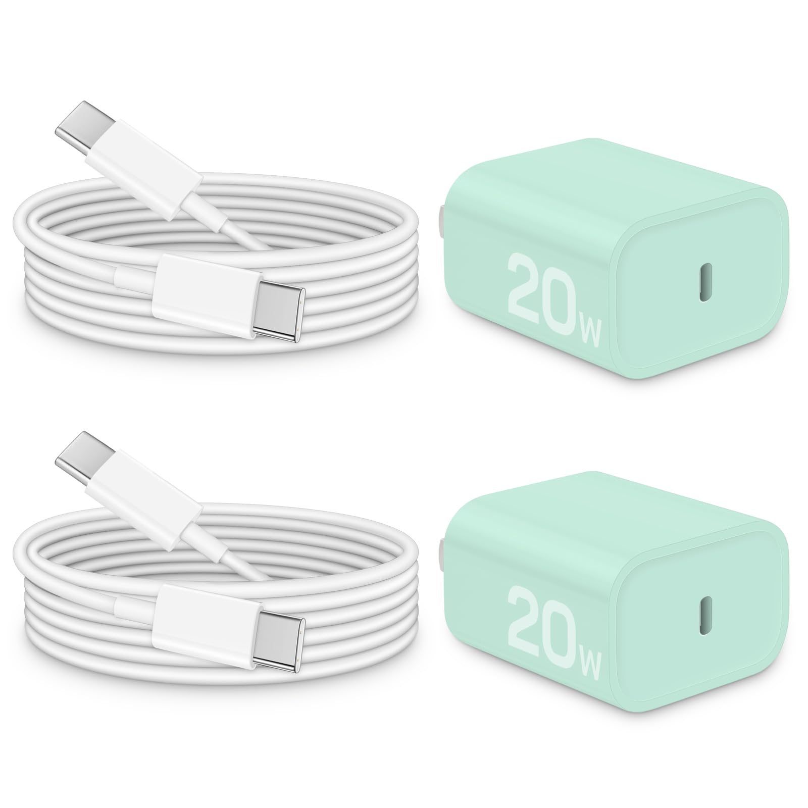 i Phone 16 15 - Caricabatterie a ricarica rapida, 20 W, USB C, con cavo da tipo C a C da 1,8 m per IP 16/16 Pro/16 Plus/16 Pro Max/15/15 Pro/15 Plus/15 Pro Max, i Pad Pro/Air e altro, colore: verde