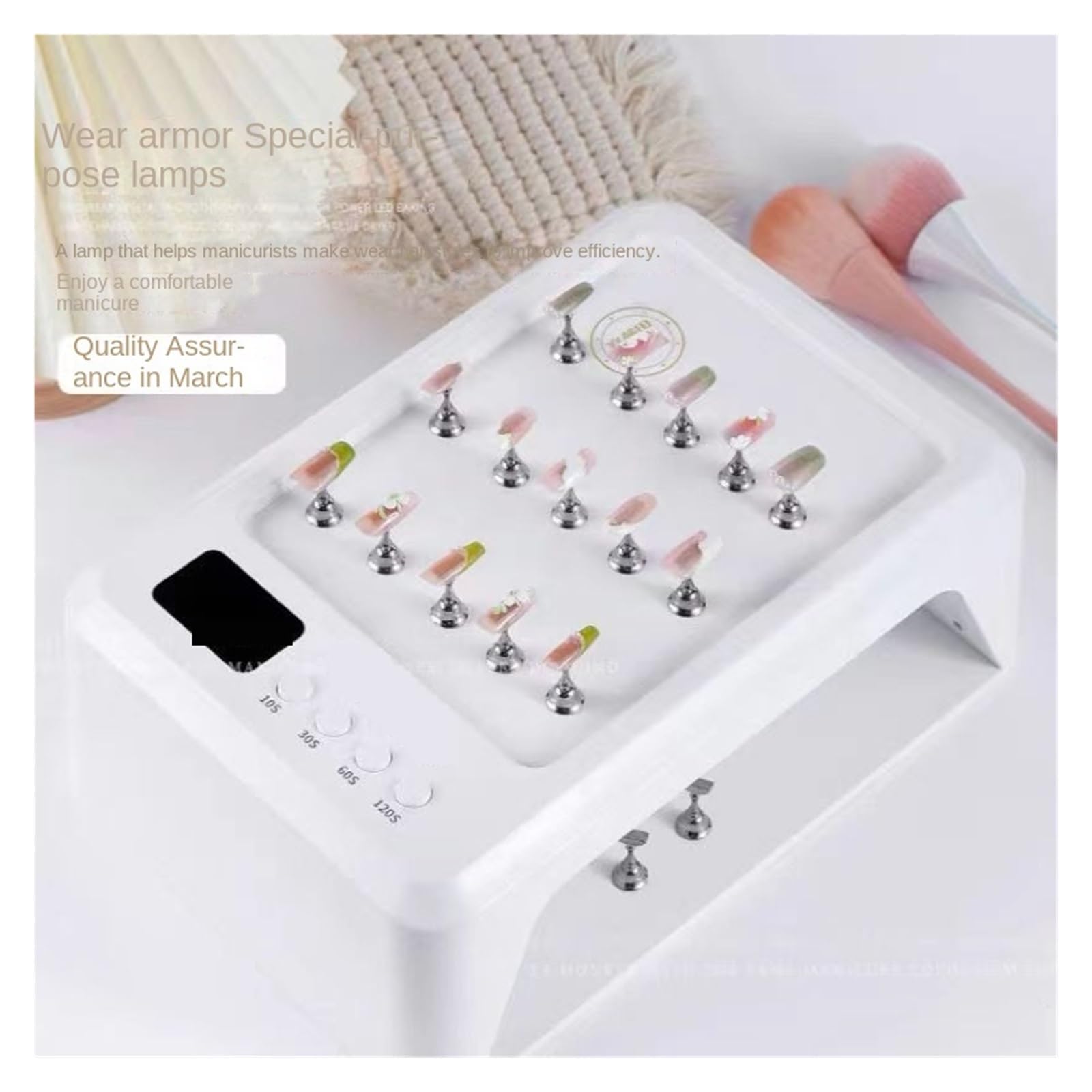 Lampa UV do Paznokci, Lampa LED UV do paznokci 72W Skórzana poduszka ręczna Lampa do paznokci Potężny manicure Lampa do suszenia paznokci 2 w 1 Dyer do paznokci Podwójne źródła światła 60 diod LED Świ