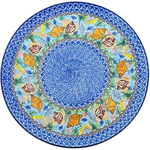 Authentic Polish Pottery Pizza Plate Signature UNIKAT in Ocean Whisper Design Handmade in Bolesławiec Poland by Ceramika Artystyczna + Certificate of Authenticity