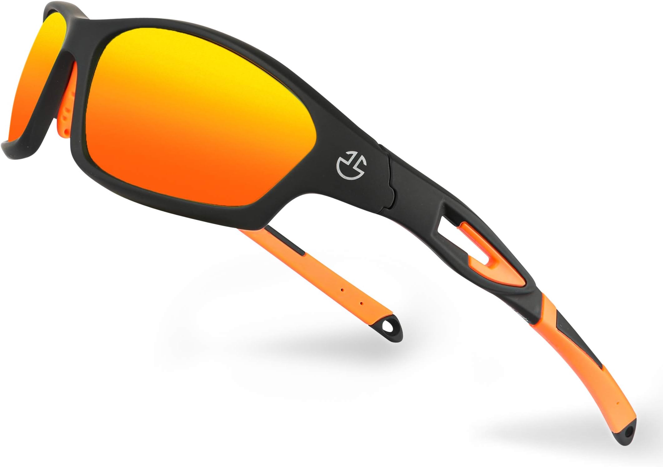 Polarized Sports Sunglasses for Men & Women | UV Protection Mirrored Polarized Lenses, Adjustable Nose Pad, Unbreakable | Fishing, Baseball, Cycling, Golf Running Sunglasses | With Hard Case | Orange
