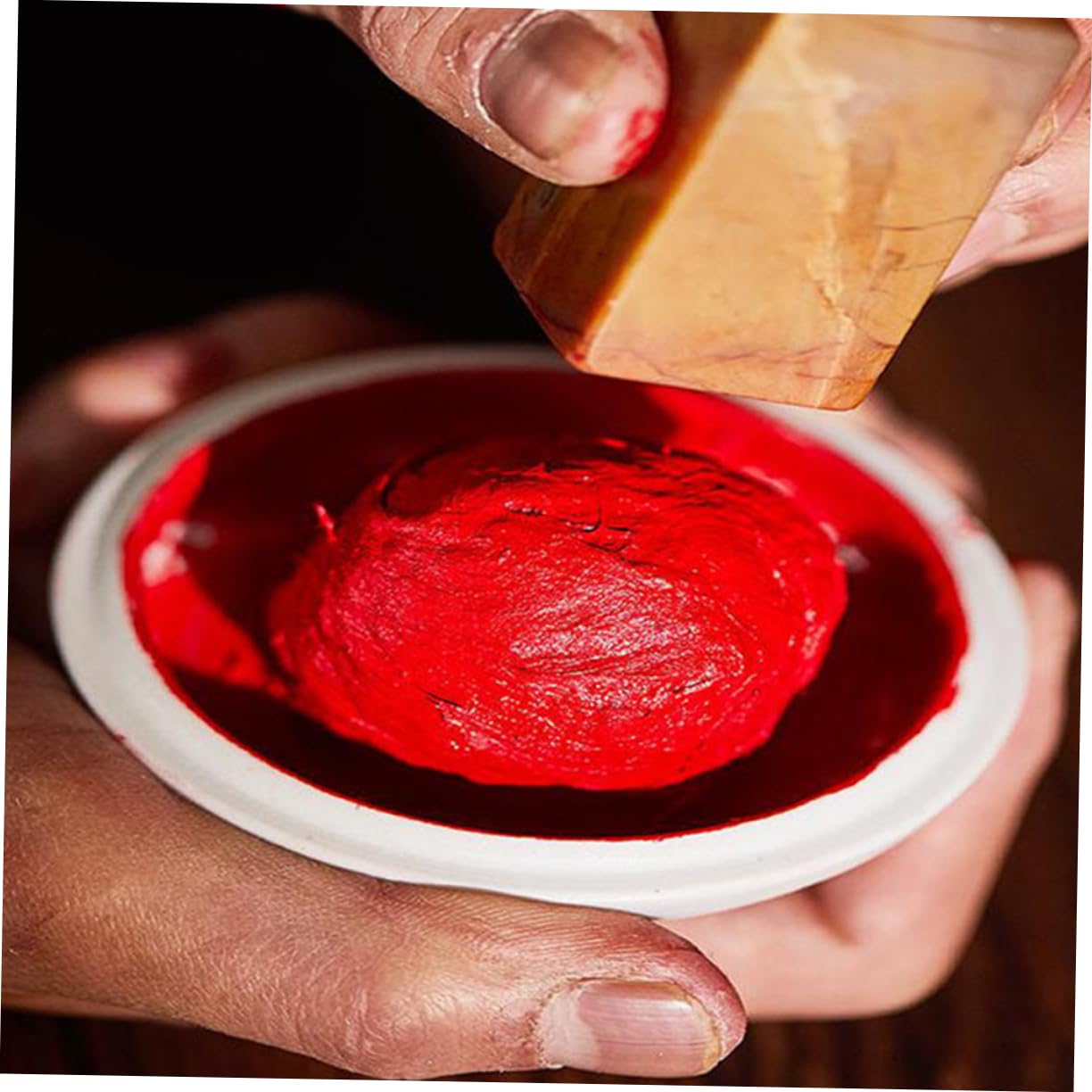 NUOBESTY 5 Pz Tampone di Inchiostro Sigillo Calligrafico Sigillo Rosso Intaglio Tesori Scatola in Ceramica con Olio di Ricino Vasetti Cosmetici Orma di Zampa Bianca