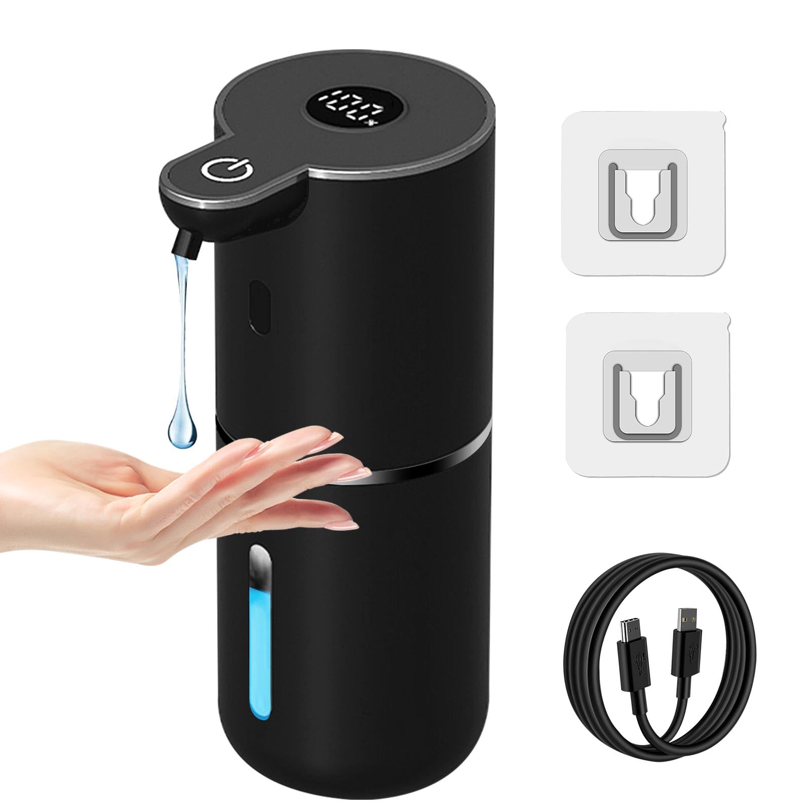 Automatic Liquid Soap Dispenser, Touchless USB Rechargeable Smart Soap Dispenser, 6-Level Adjustable-Black
