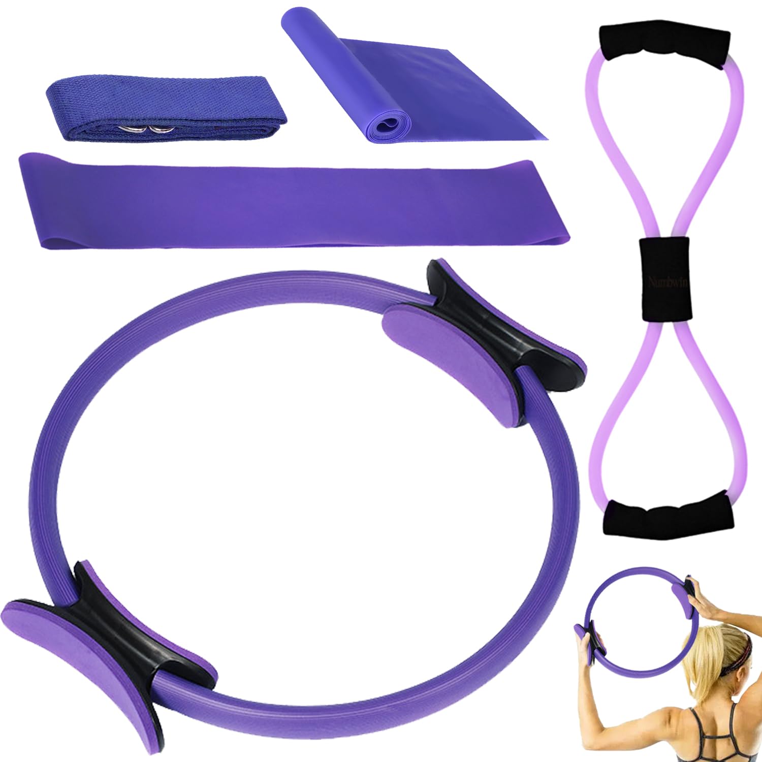 Pilates Yoga Ring, Pilates Kit für Frauen, Pilates Rings Kit Für Frauen, Yoga Widerstandsring, Yoga Ring Mit Doppelgriff, Widerstandsring, für Beine Arme und Oberschenkel Gewichtsverlust