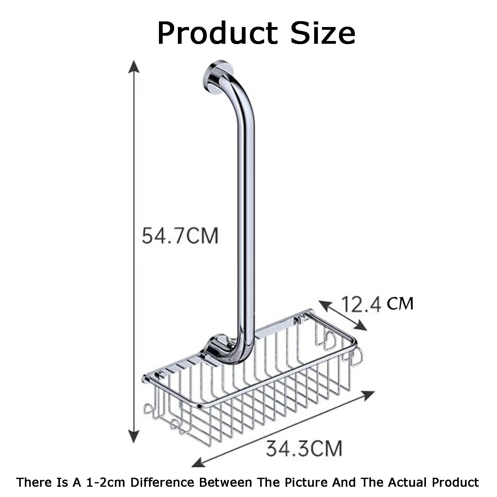 Corrimano For Bagno, Maniglie Di Sicurezza For Doccia Con Cestino Portaoggetti, For Anziani, Capacità Di Carico 150 Kg