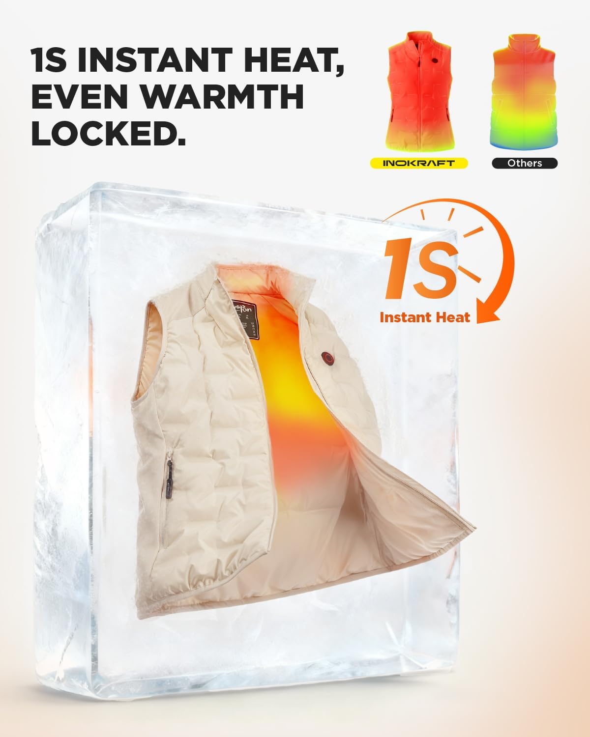 InoKraft Heated Vest Women, Lightweight Quilted Vest with Rechargable Battery Pack & USB-C Cable, Christmas Gifts for Women - Image 3