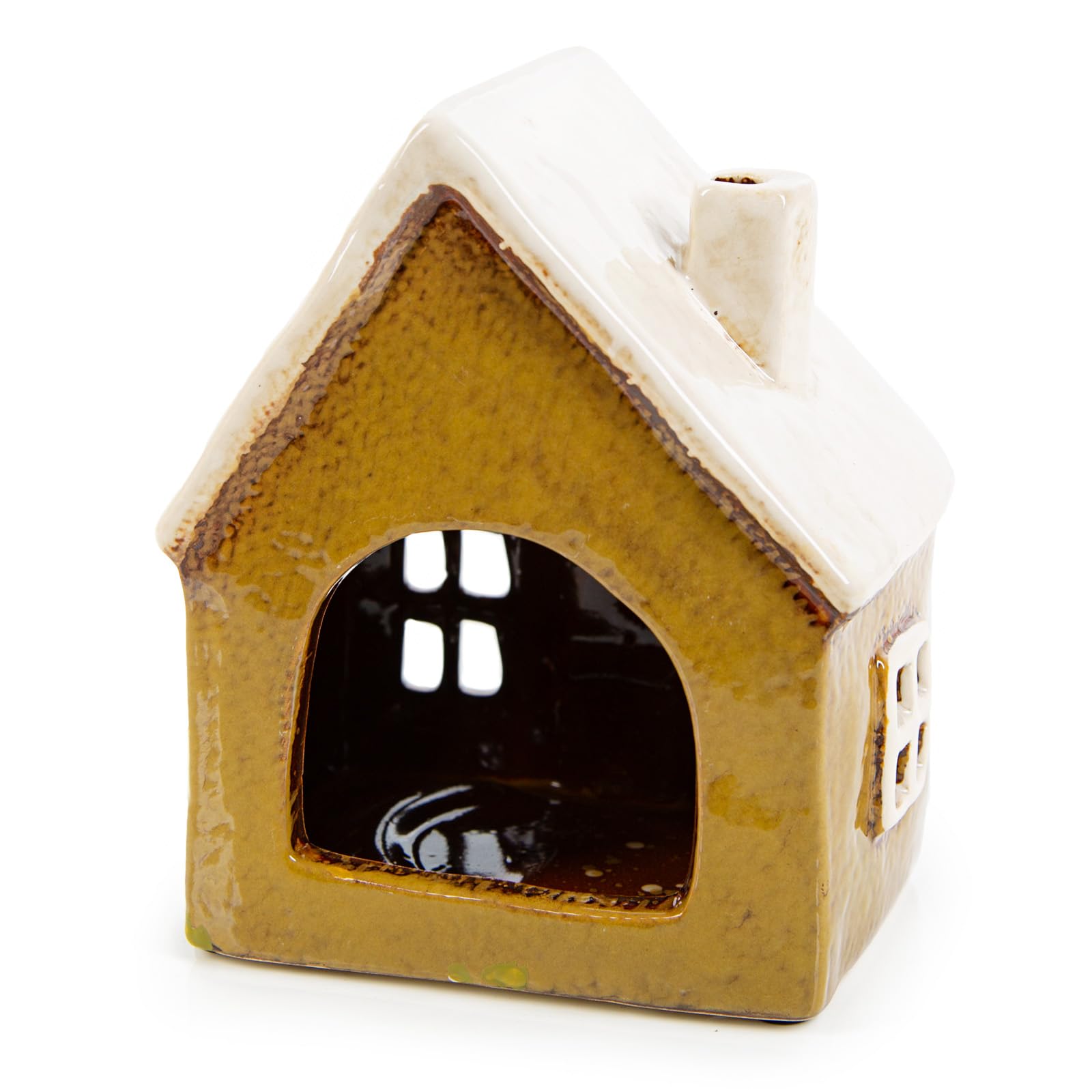 Logbuch-Verlag Piccola casa portacandela per la primavera, portacandela in gres porcellanato, decorazione casa delle streghe, 13 x 11 cm
