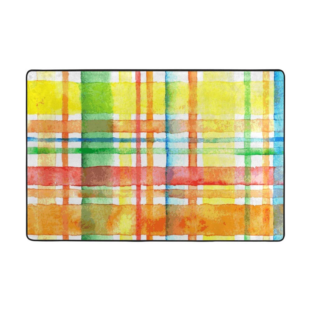 Tapis coloré aquarelle en velours corail Ruchen 203x147cm pour salon