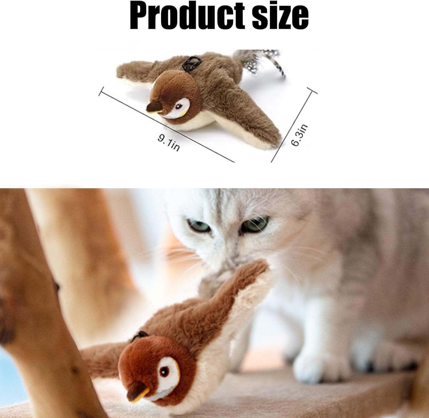 Juguete para Gatos de Pájaro Volador, Juguete de Pájaro Aleteante, Juguete Volador para Gatos, Juguete C-at de Pájaros Aleteantes, T-oy Interactivo de Pájaros Voladores para Gatos, Juguetes C-at para