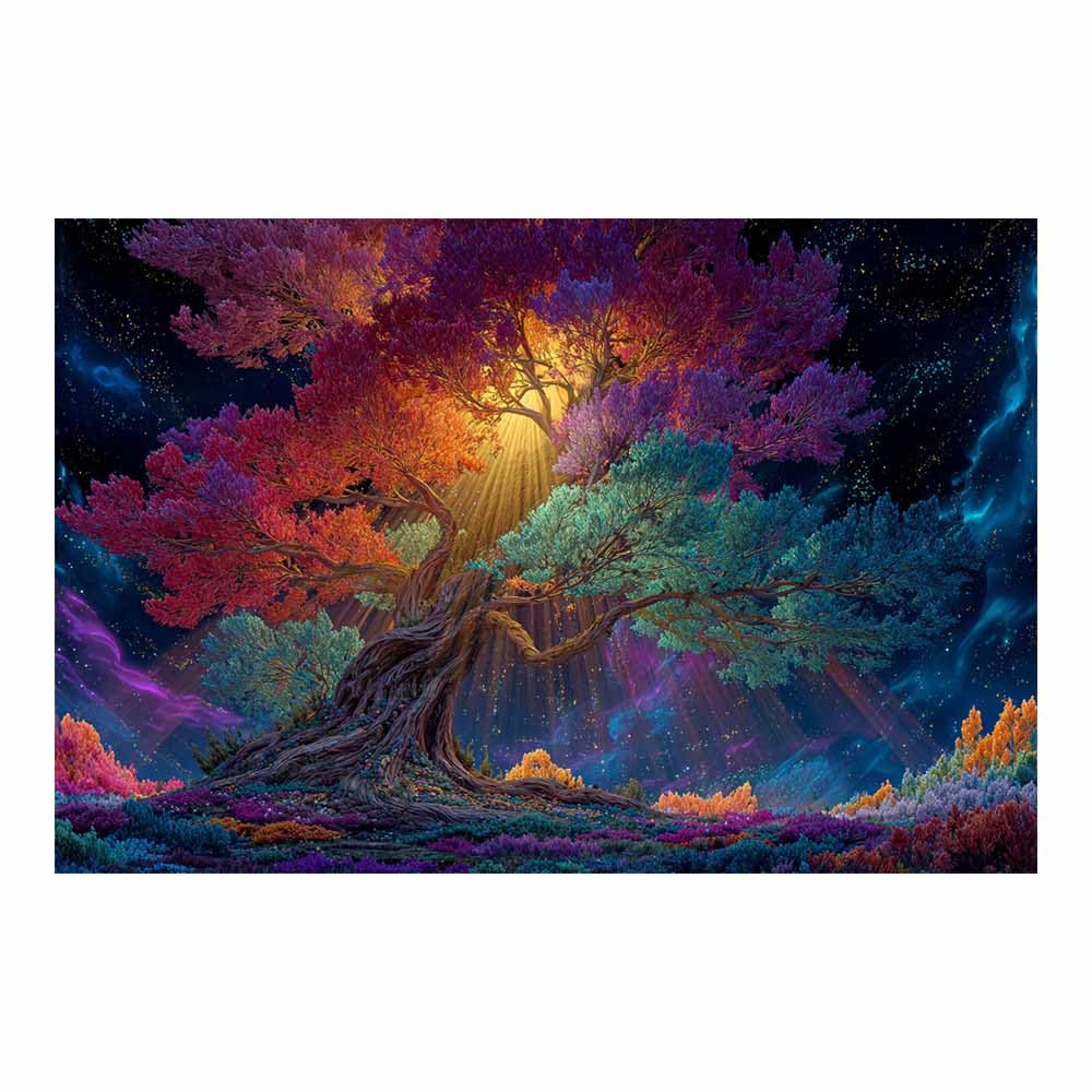 DMZPKZB Tree Of Life Large Wall Art Pink Meadow Tree Colorful Canvas Art Prints,Abstract Painting,Scenery Wall Decor,For Gallery,Bedroom,Living Room And Hotel(Multicolor)-80x120cm Unframed