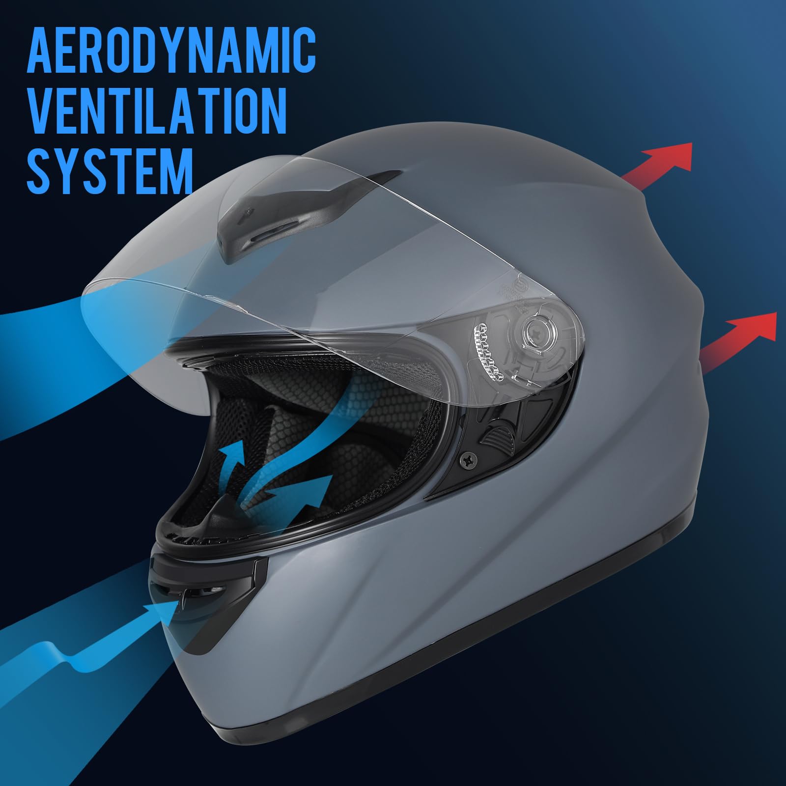 Favoto Kask motocyklowy Kaski pełnotwarzowe dla dorosłych Kask pełnotwarzowy Kask motorowerowy dla mężczyzn Kobiety Oddychający Certyfikat ECE M (57-58 cm) Szary