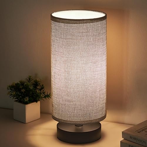 Miniatura 10 de Lámpara de mesa, lámpara de mesita de noche, lámpara de escritorio simple, lámpara de mesa cilíndrica para dormitorio, sala de estar, oficina,