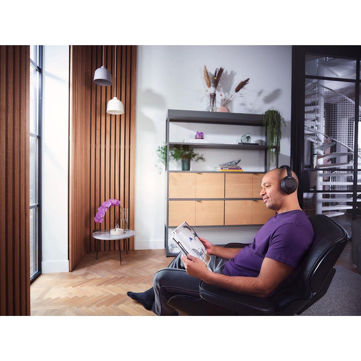 PHILIPS Casque d'Écoute TAH6206BK/00 Over Ear TV, Casque d'Écoute sans Fil pour Adultes, Suppression Passive du Bruit, Connexion Bluetooth Facile, 18 Heures de Lecture, Design Hauxt de Gamme et Léger