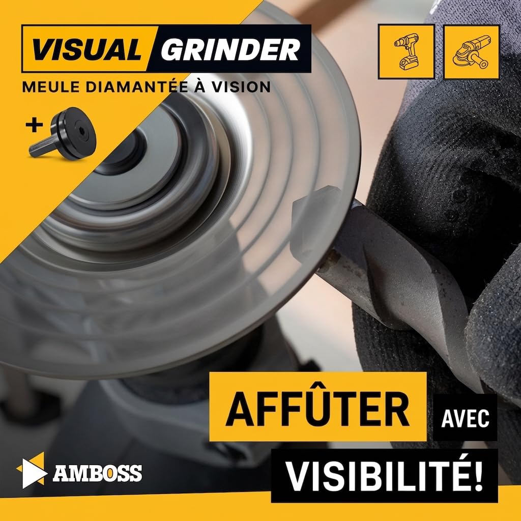 Amboss Disque de ponçage visuel diamant pour meuleuse d'angle/affûtage de couteaux, perceuses, fraiseuses/meulage de pierre, plâtre, béton/Ø 110 mm – alésage 22,2 mm
