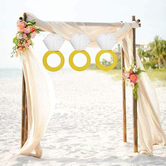 Glam Gold Honeycomb Diamond Rings - Wedding Decor