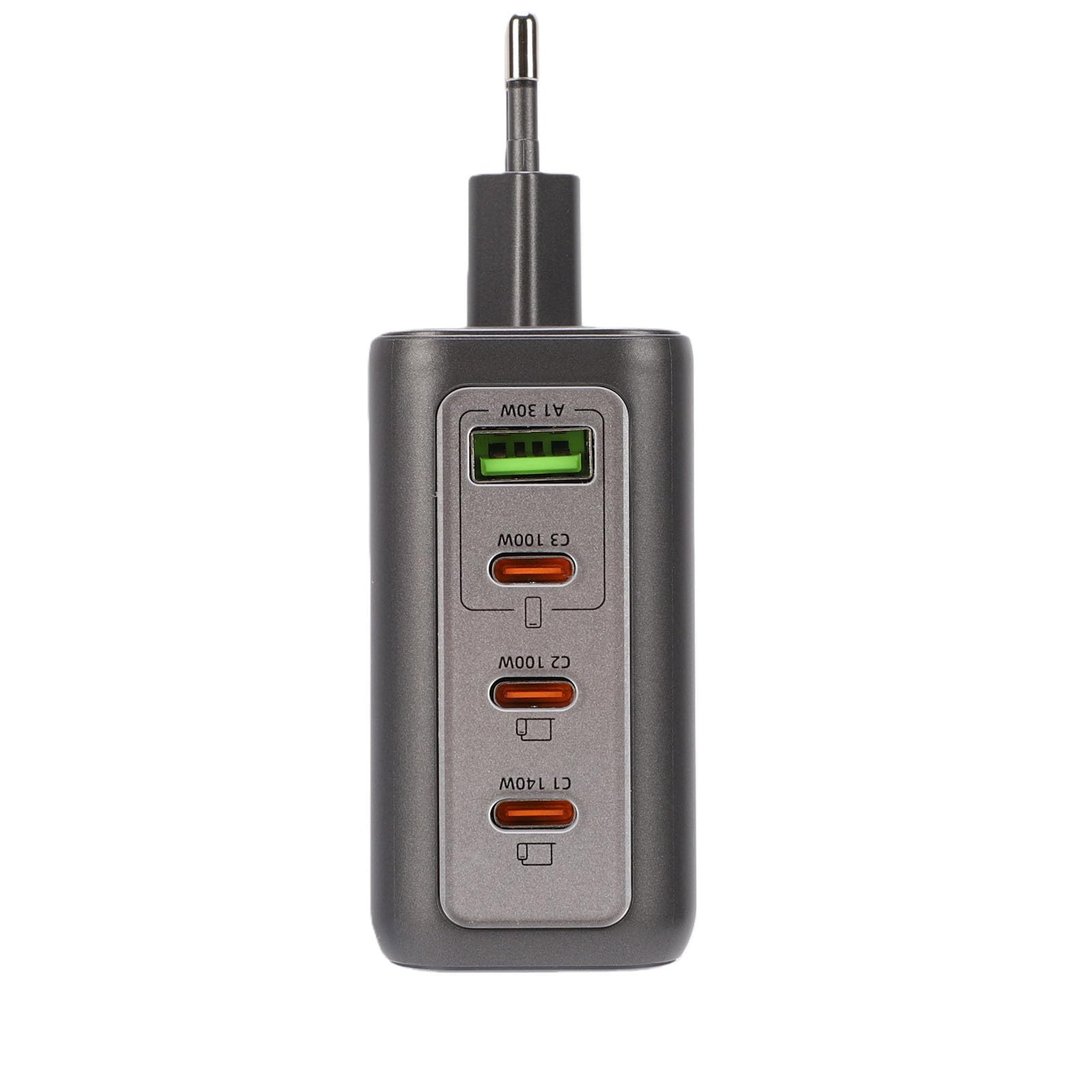 VBESTLIFE Bloque de Cargador USB C de 148W, Carga Rápida PD 3.1 de 4 Puertos con Pantalla AI para Teléfonos Inteligentes, Portátiles, Tabletas, Adaptador de Viaje (Enchufe de la UE)
