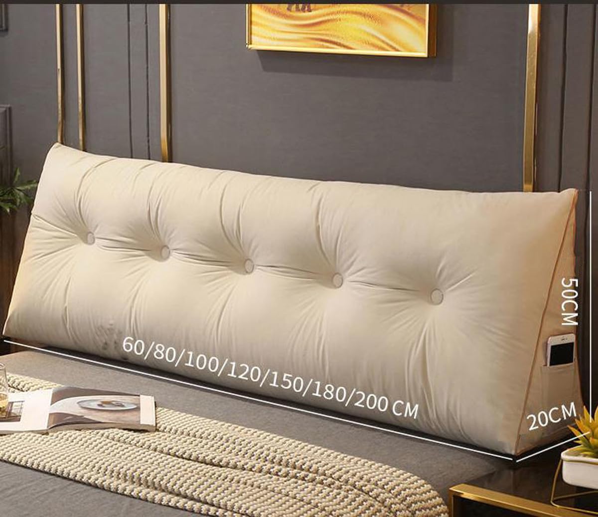 Almohada de cabecera de tamaño king con cuña para respaldo, cojín de posicionamiento, espuma triturada suave, funda extraíble para cama, sofá, reposo, libro, lectura, dormitorio, soporte lumbar
