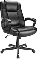 Realspace Hurston Bonded Leather High-Back Executive Chair, Black - Adjustable Comfort, BIFMA Compliant
