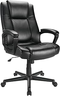 Realspace Hurston Bonded Leather High-Back Executive Chair, Black - Adjustable Comfort, BIFMA Compliant