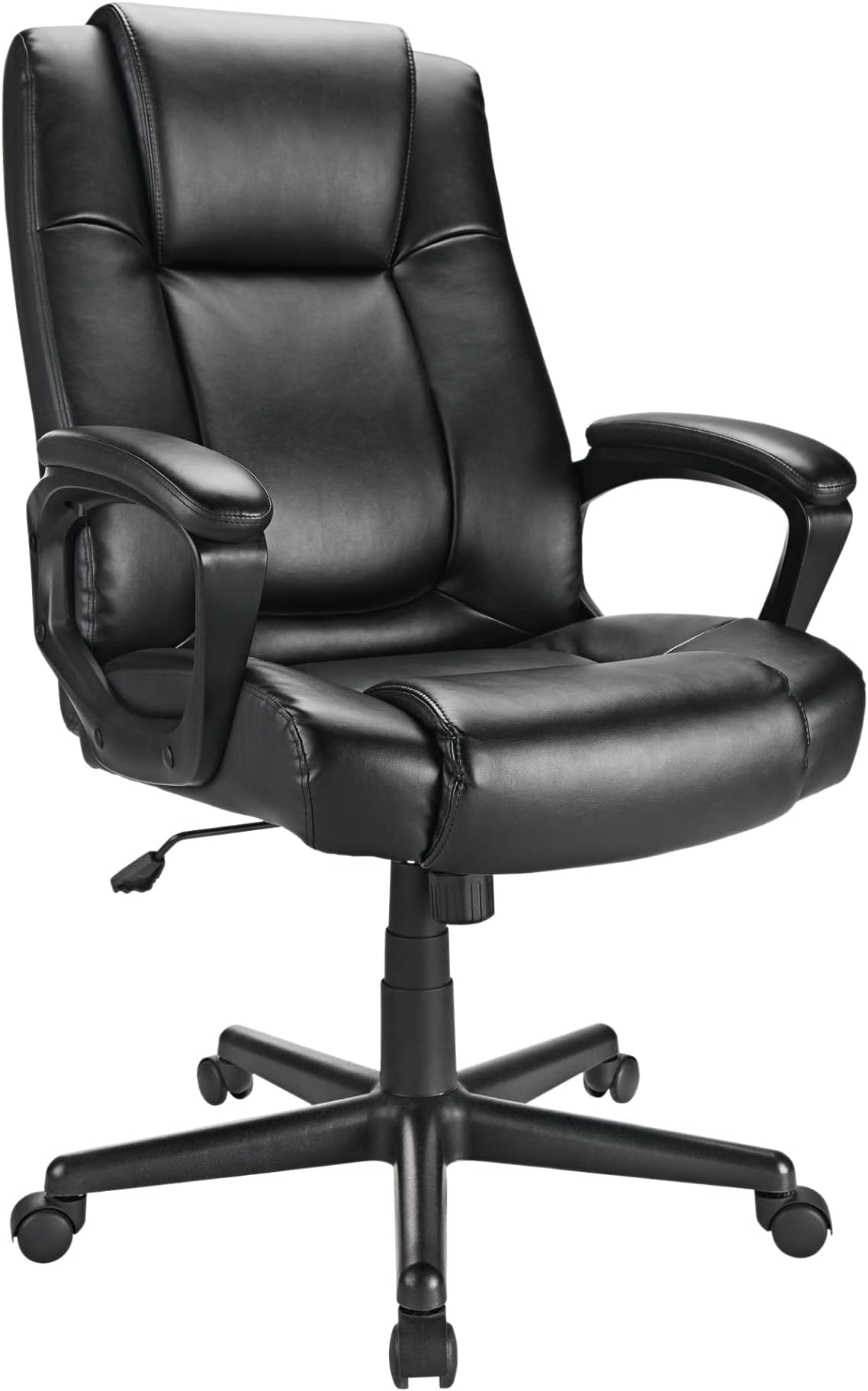 Realspace® Hurston Bonded Leather High-Back Executive Office Chair, Black, BIFMA Compliant