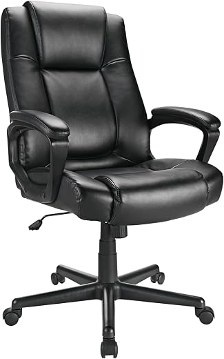 Realspace Hurston Bonded Leather High-Back Chair, Black