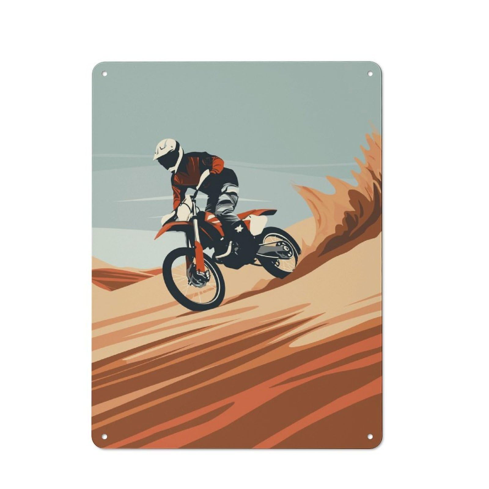 Junmoney Motocross Dirtbike Desert Retro Tin Wall Plaque 40X30cm For Dining Room Or Kitchen, For Home Decor Collectors