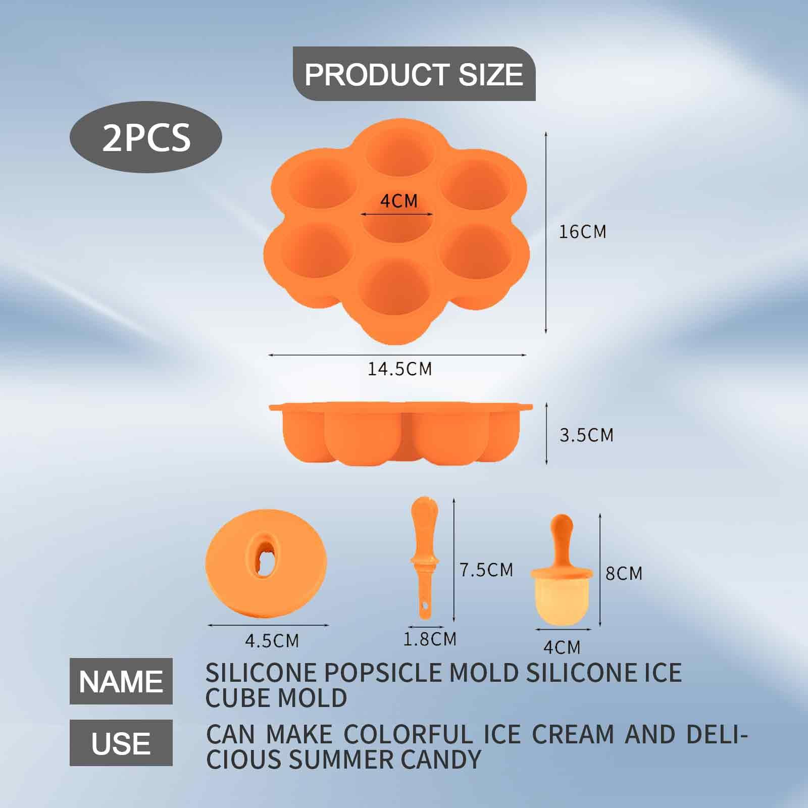 2 Pezzi Stampi Per Ghiaccioli, Stampi Ghiaccioli in Silicone, 7 Scomparti Formine per Ghiaccioli con Bastoncini di Plastica, senza BPA, per Ghiaccioli, Mousse, Mini Torta, Dessert Fai da Te