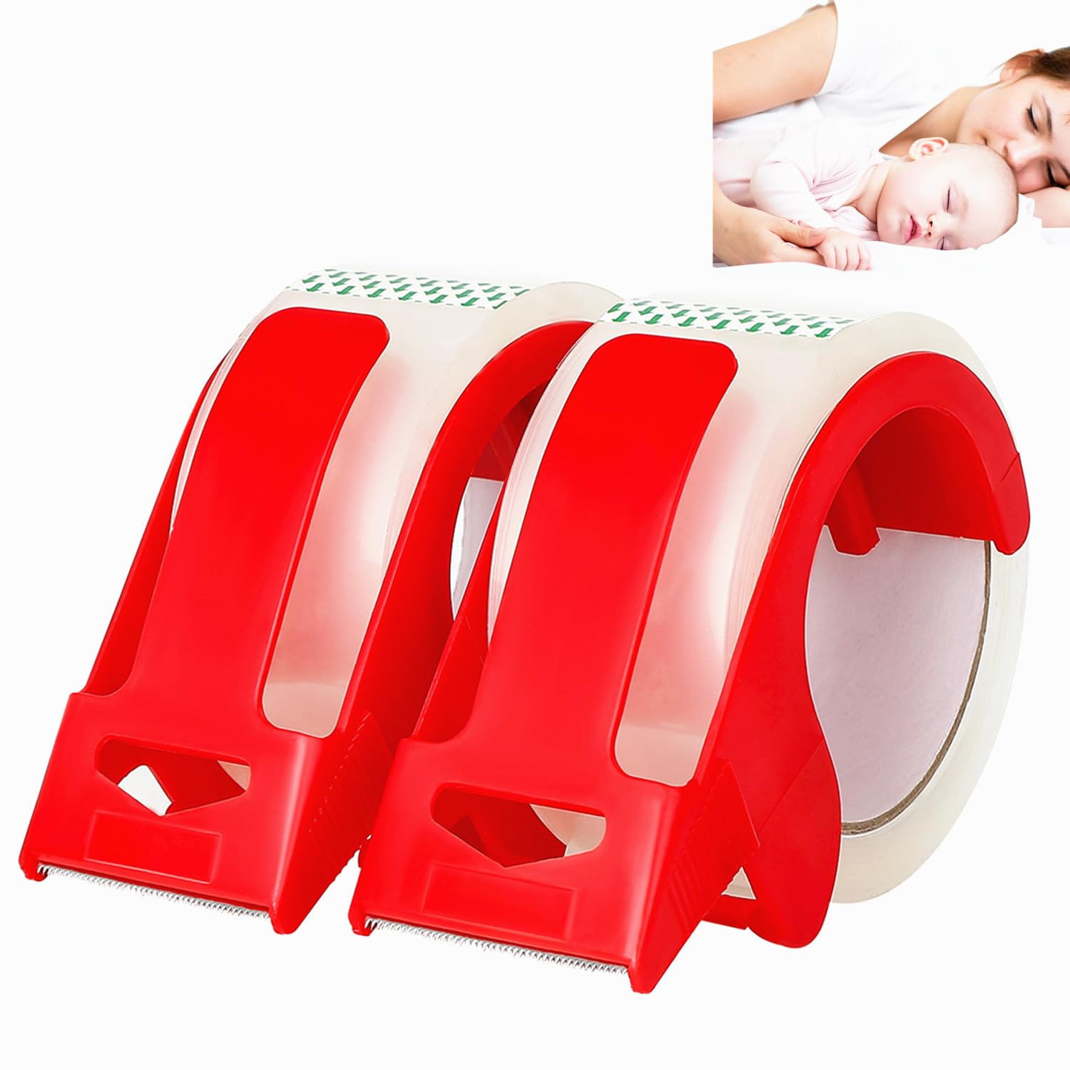 2-Pack No Noise Clear Packing Tape with Dispenser,2.7mil x 1.88" x 55Yds Heavy Duty Noiseless Packing Tape,Clear Packaging Tape for Shipping, Industrial Grade Moving Tape for Boxes COSIMIXO