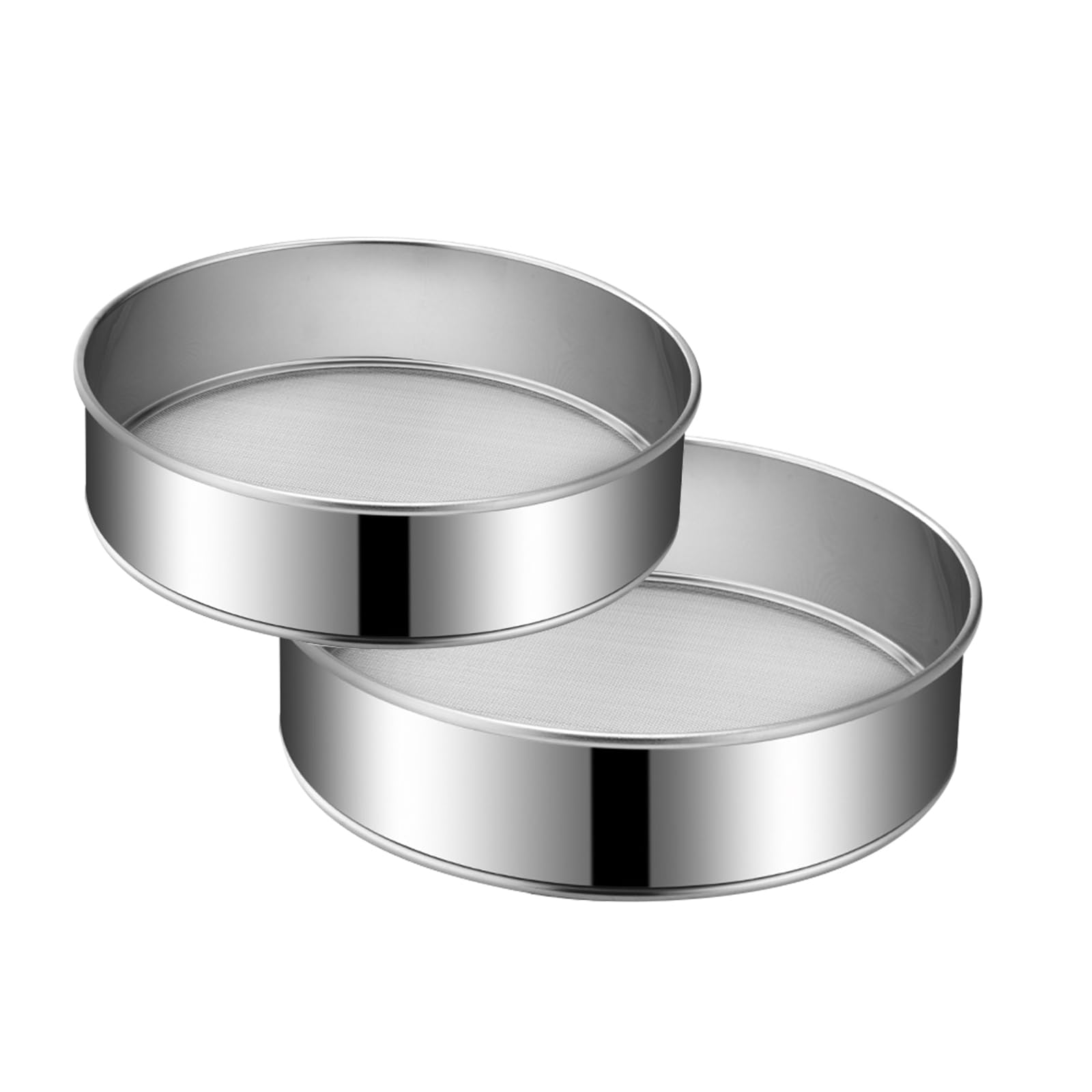 Photo 1 of 2 Pack Flour Sifter,Stainless Steel Fine Mesh Strainers Flour Sieve,8 Inch 60 Mesh and 10 Inch 40 Mesh for Baking Cake Bread (8"/60 mesh and 10"/40 mesh)