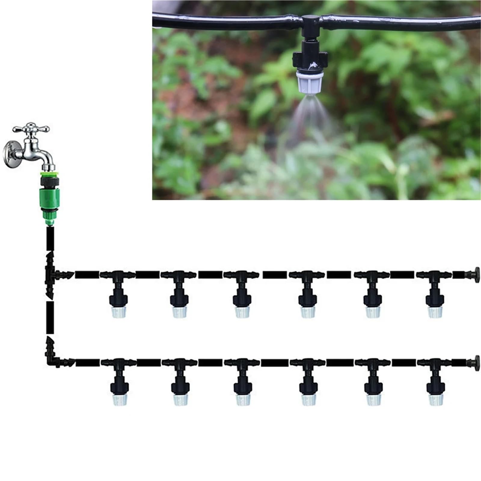 Kit de atomización de jardín con Manguera de 4/7 mm, 5 m/10 m/20 m, for invernaderos, paisajismo, riego por Goteo, refrigeración, eliminación de Polvo, Accesorios(20m 4I7mm Hose Kit)