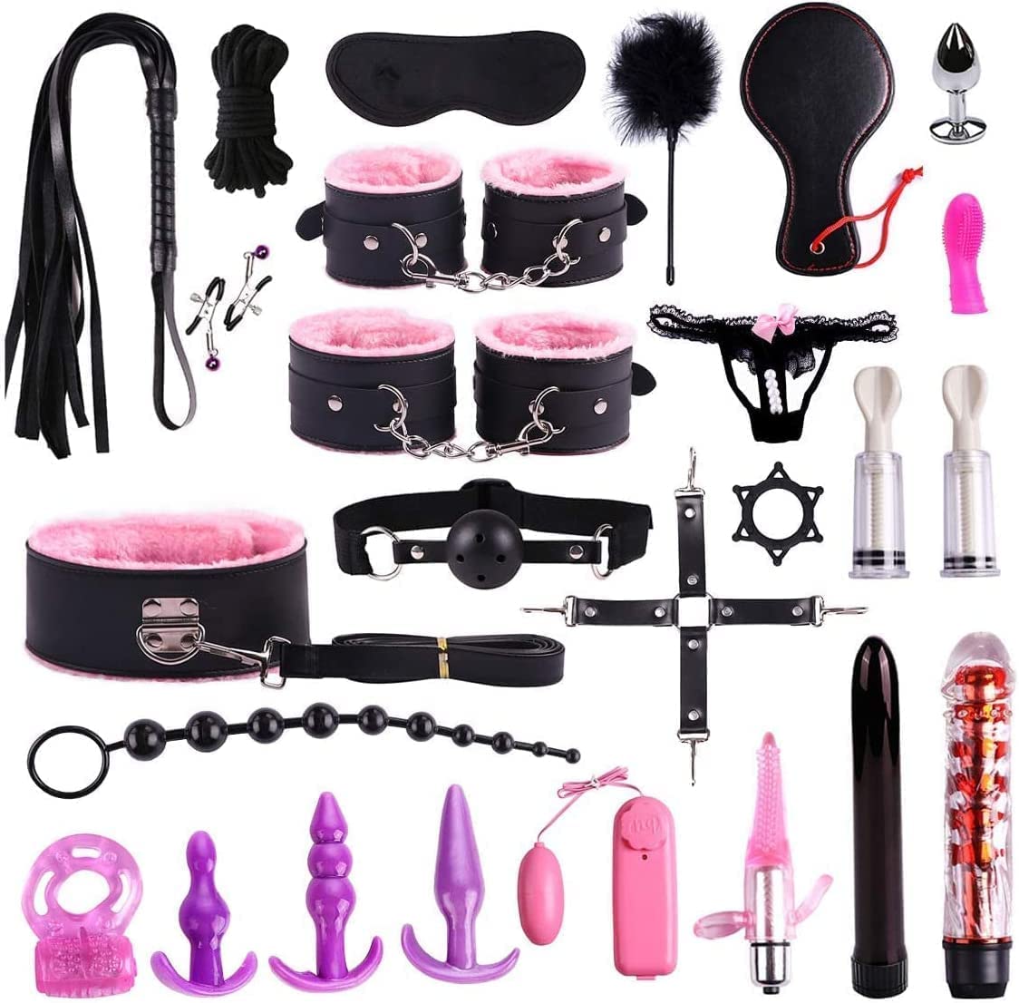 Set de 26 pièces en cuir rose B`D`S`M Romantic Adventure, le set