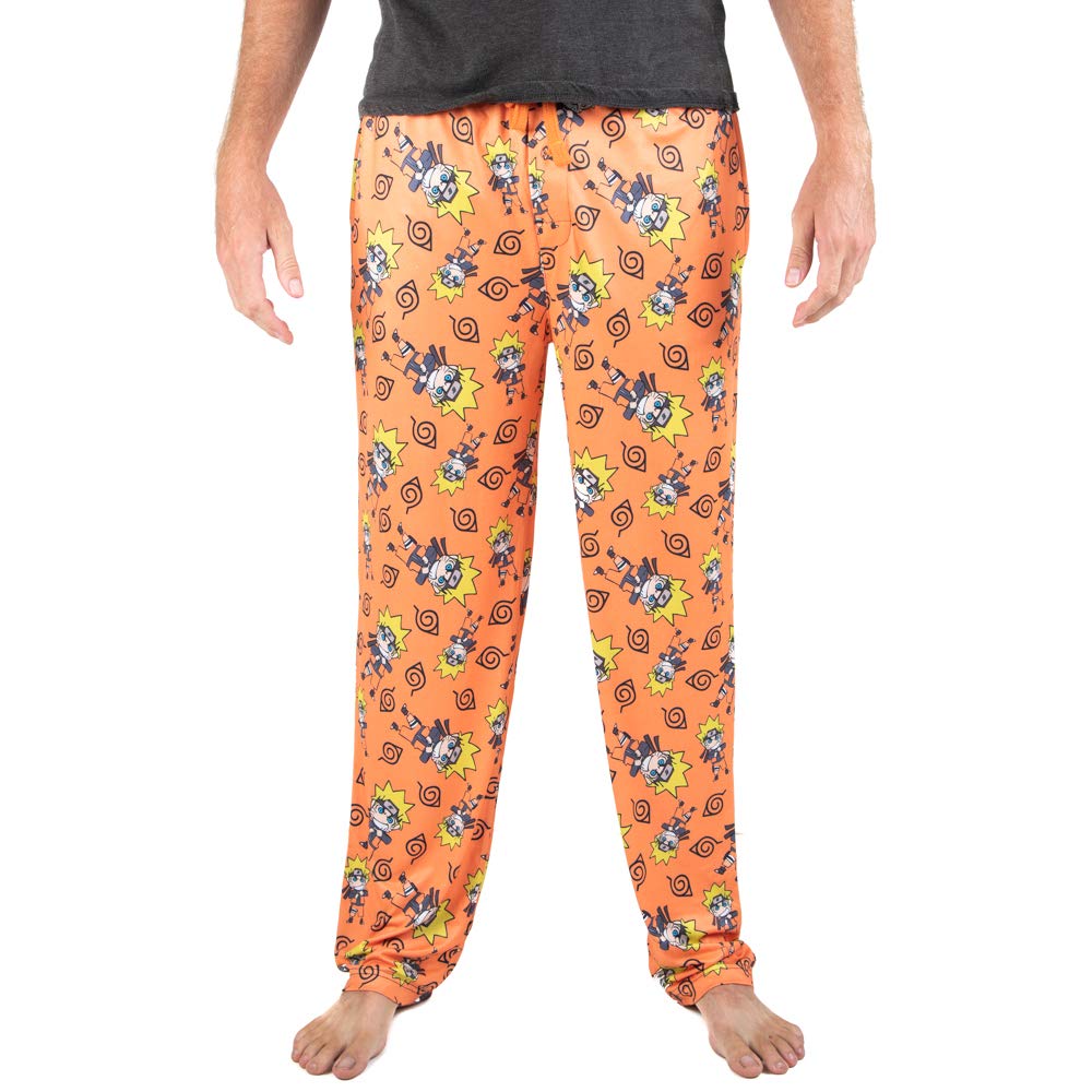 BioworldNARUTO Anime Chibi Character AOP Orange Mens Sleep Pajama Pants