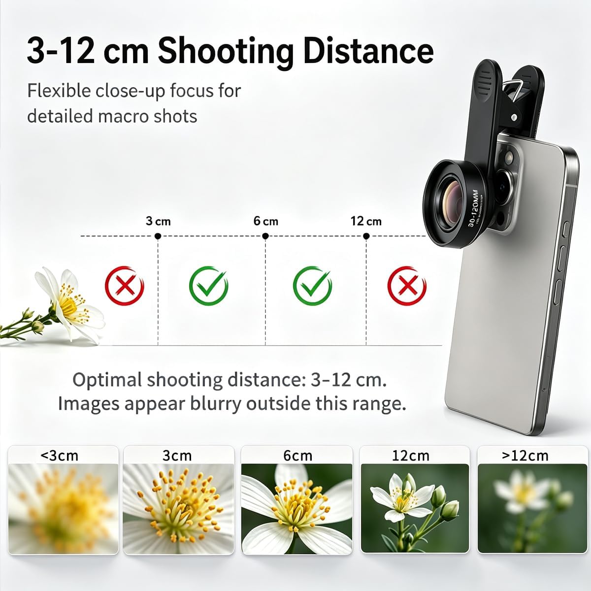 30-120mm Phone Macro Lens Kit with CPL & Starlight Filters HD Close-Up Lens