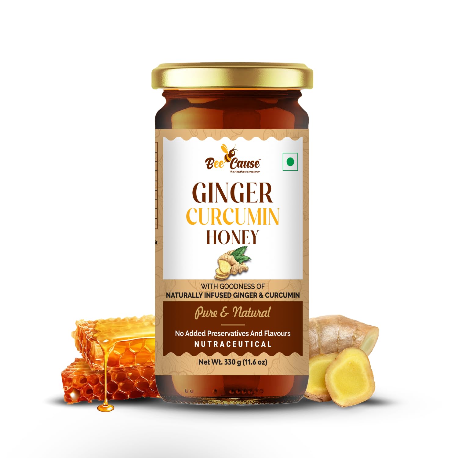 Bee Cause Ginger Curcumin Honey | Immunity Booster Remedy - Pure, Raw, Natural Ginger Honey Blend with Curcumin - Support Your Health Today! | 330gm Jar (B0CP3WYNQN) Amazon Price History, Amazon Price Tracker