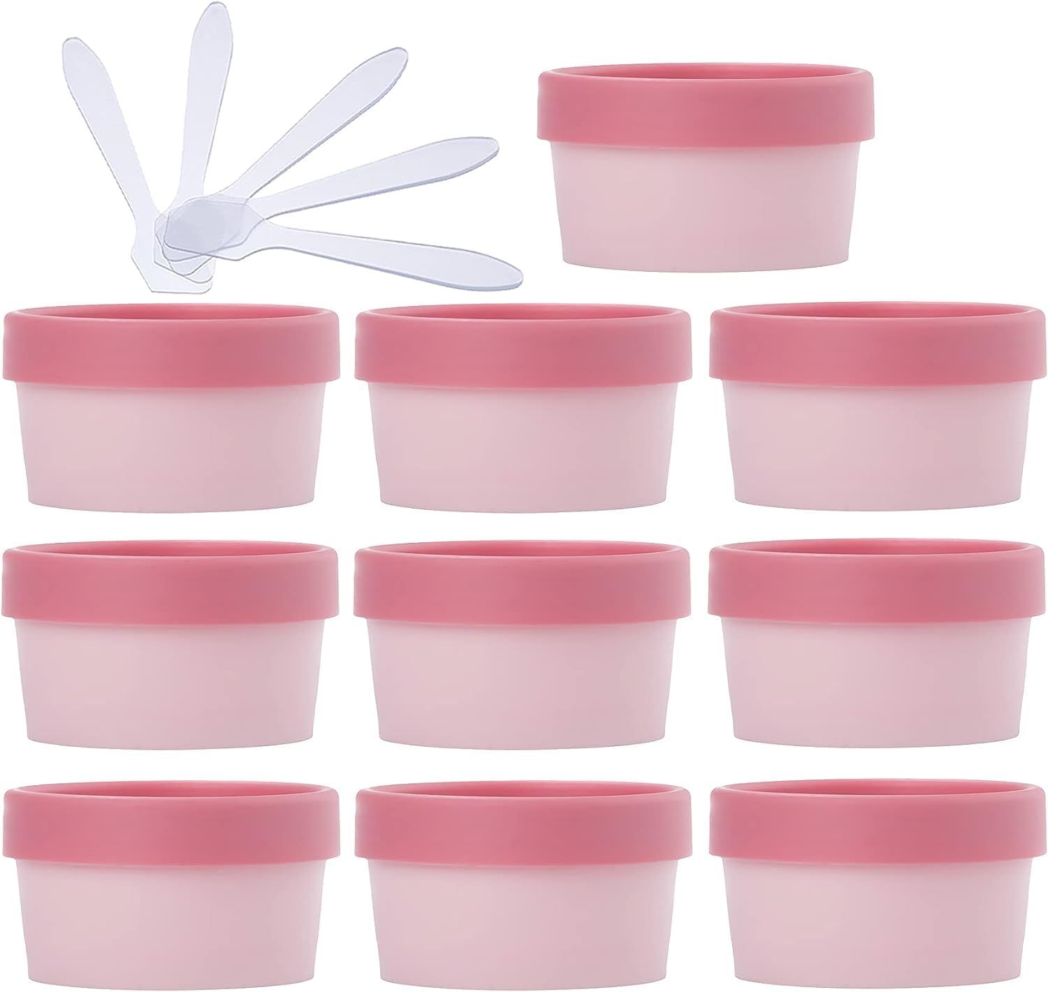 KRXSOBNV Cosmetic Jars, 10 PC 50ml Plastic Storage Jars with Inner Liner for Body Hand Face Cream Lotion Gel 5X Spatula