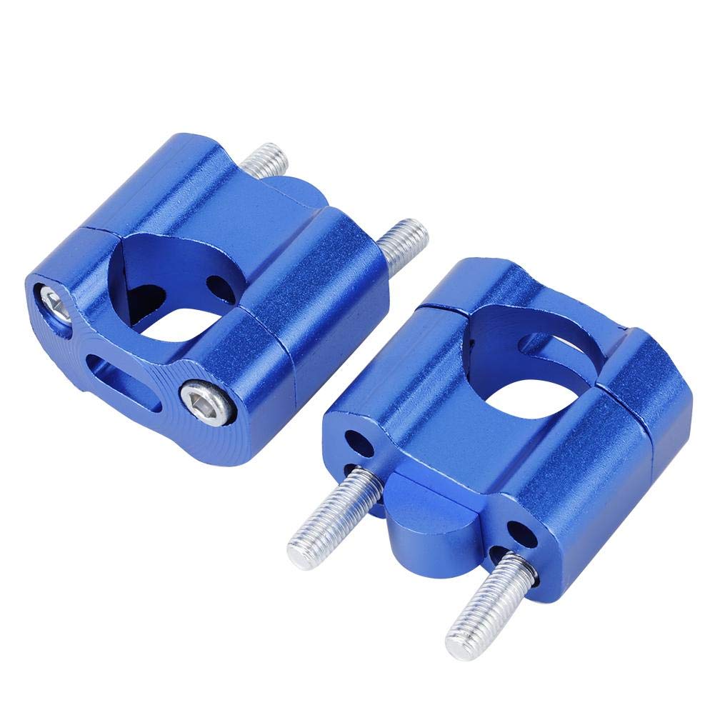 Riser per manubrio, coppia di manubri per mm / 28 mm Adattatore per morsetti di montaggio per montanti per barra grassa CNC Lega di alluminio(Blu)