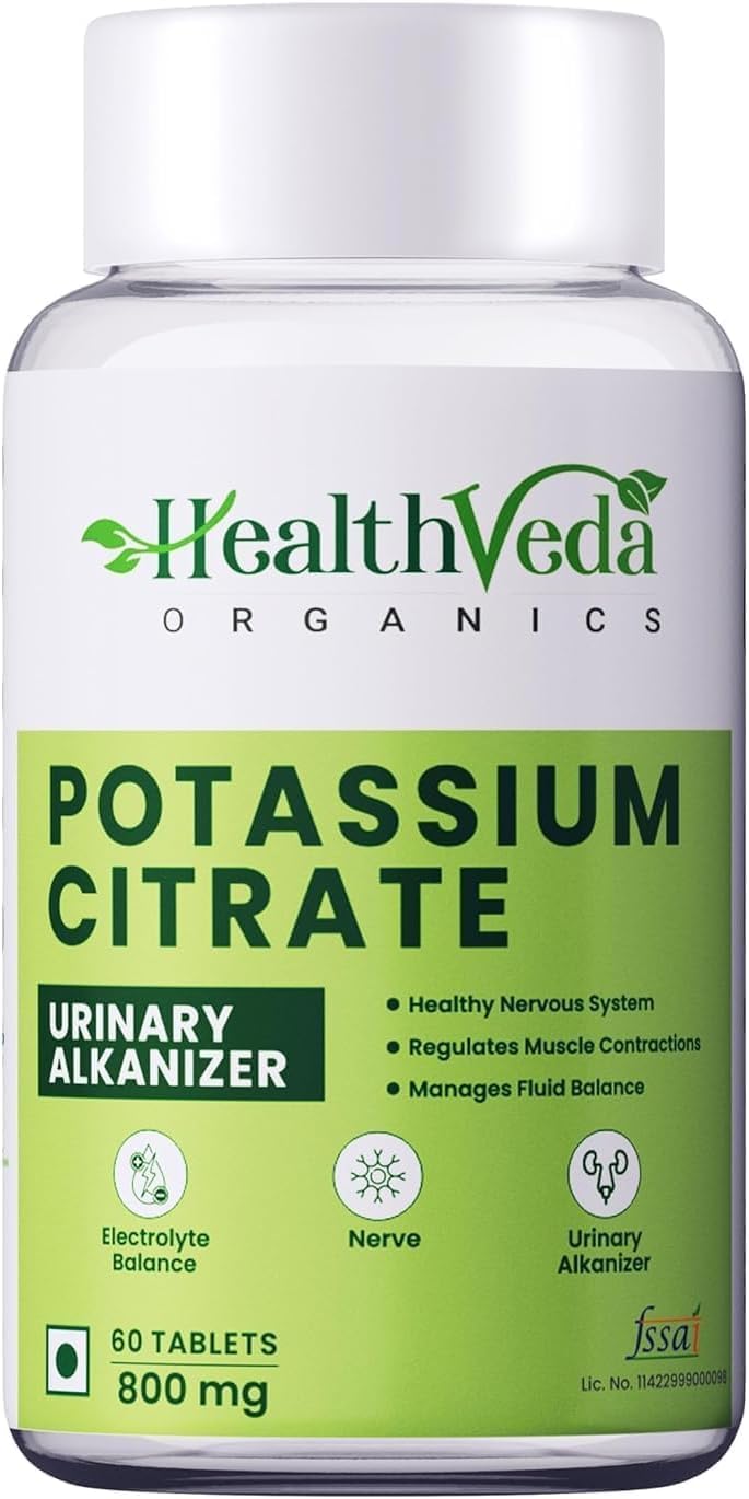 Potassium Citrate, 800 Mg I Support Nerve, Joint & Bone Health I Helps Manage Electrolyte | for Both Men & Women | 60 Veg Tablets