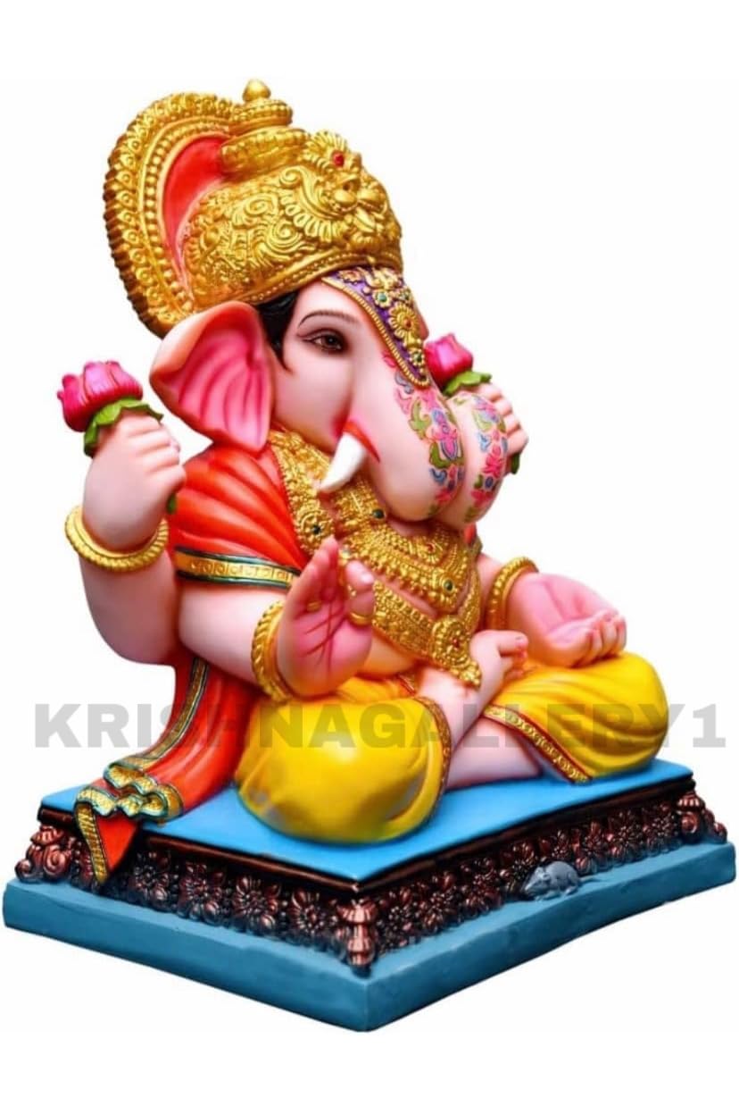 KRISHNAGALLERY1 Marble Dust Dagdu Seth Ganesh ji Murti Ganesh Statue for Home Pooja Office Home Decor Idol 13 Inch 2