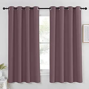 NICETOWN Blackout Dry Rose Curtain 63 inches Long for Girls Room - Grommet Thermal Insulated Room Darkening Window Treatment Privacy Drapes for Bedroom/Living Room (1 Piece, W52 x L63)