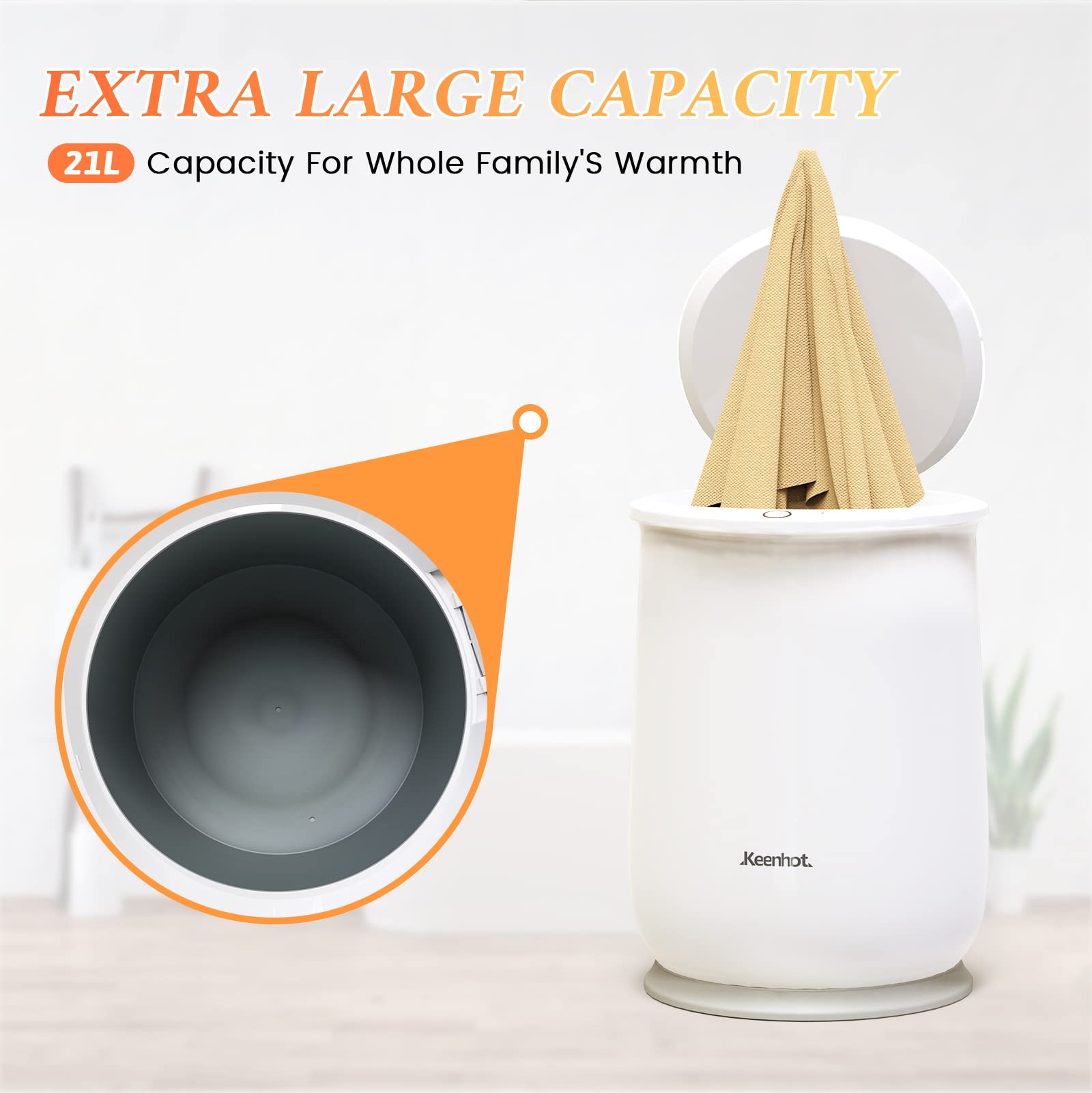 Keenhot Towel Warmer Bucket, Large Towel Warmers for Bathroom, Portable