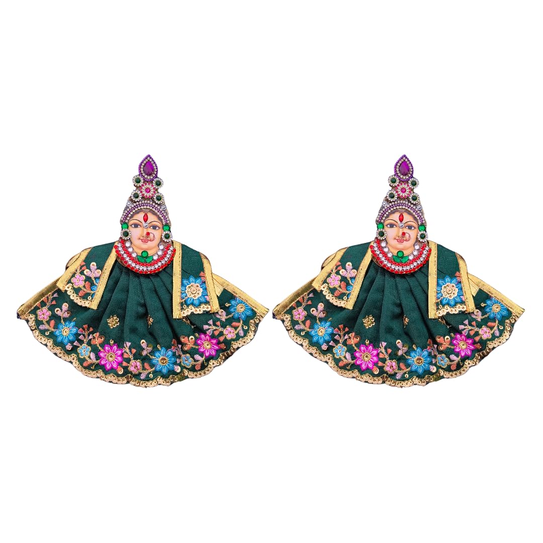 Sri Yagnaa - MDF Lakshmi Diya Ties (1 Pair) for Brass & Silver Diyas - MDF Laxmi Diya Ties Embroidered Fabric Pooja Decor - Reusable Pooja Decor Items - Festival & Pooja Decor (Green)-image-35