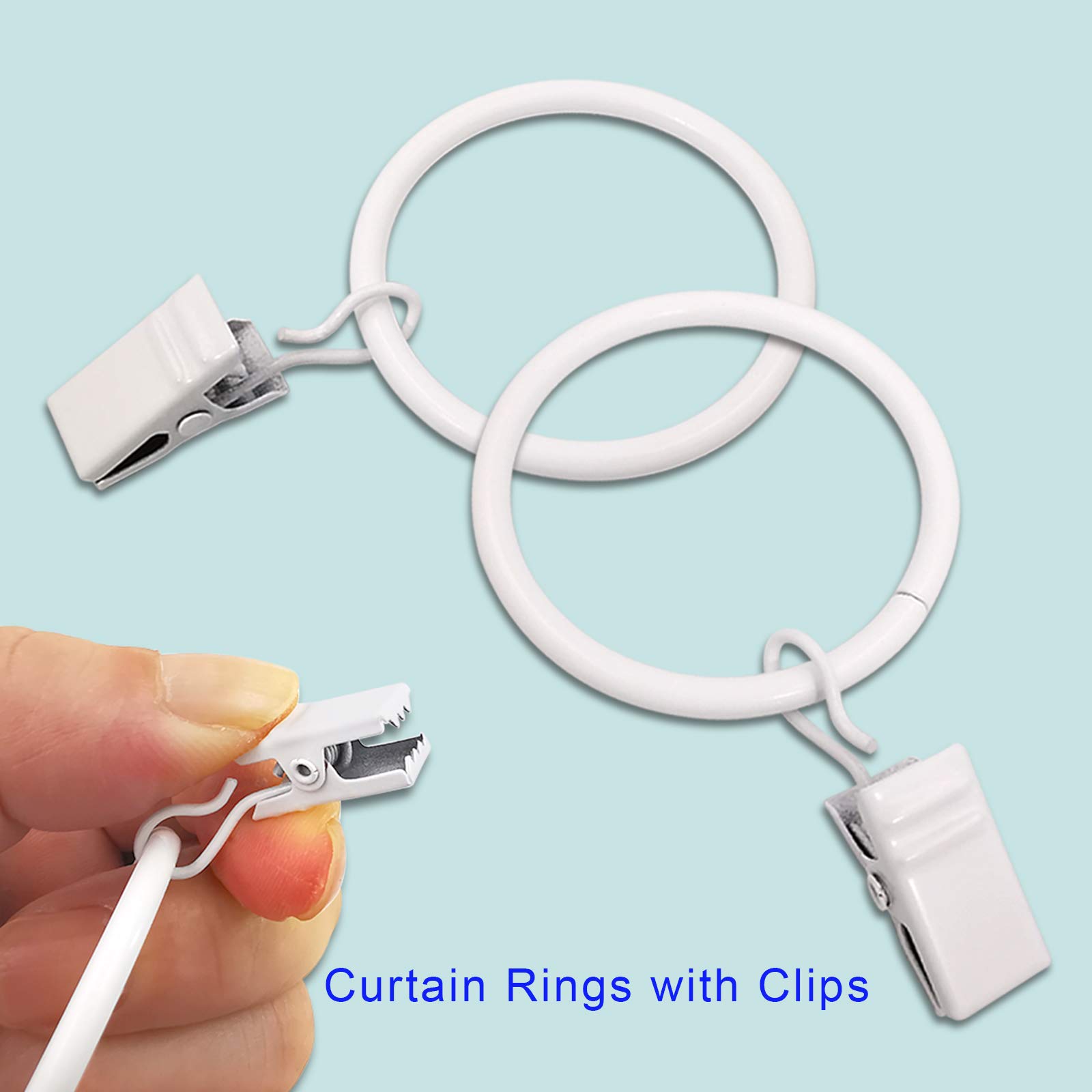 40 Anelli Per Tende Con Clip In Metallo, Ganci Rotondi 3,2 Cm Per Aste Fino A 2,5 Cm, Perfetti Per Tende, Decorazioni E Fai-da-te, Colore Bianco