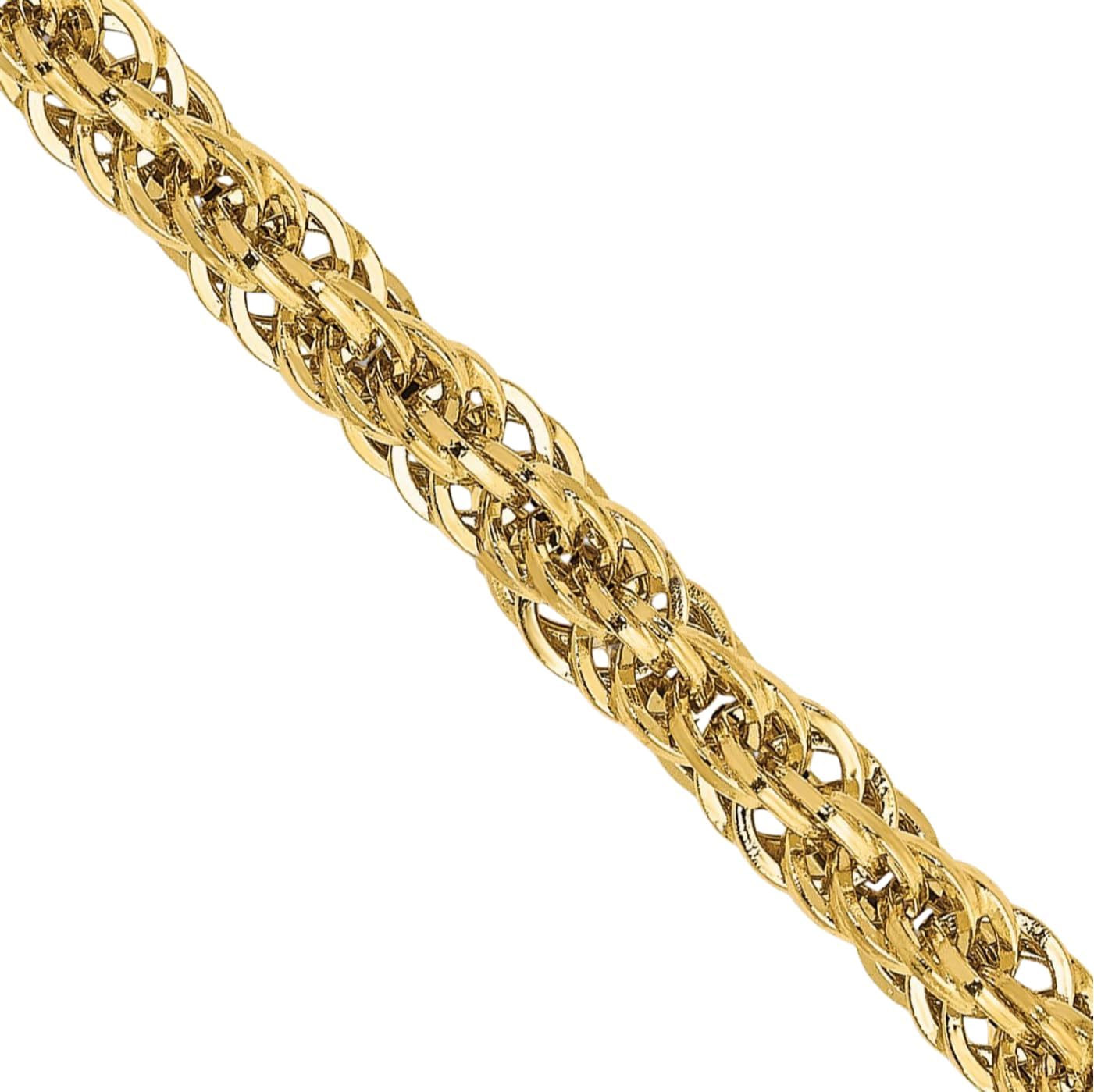 IceCarats 14K Yellow Gold 3.3mm Rope Chain Necklace, Diamond Cut