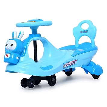 FunRide Bunny Swing Car Rider - Bunny Rabbit Twist and Swing Magic Car Ride On for Kids with Steering Music and Lights for Boys and Girls for Age 3+ Weight Capacity Upto 100 Kg (Blue)